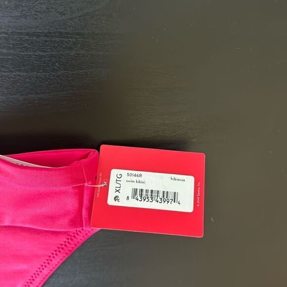 NWT SPANX Swim Classic Bikini Bottom Hot Pink Hibiscus XL Double Layer UPF 50 - Picture 4 of 11